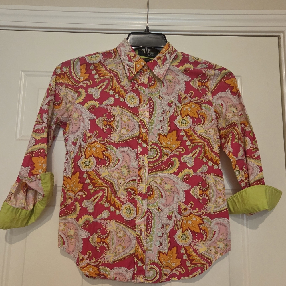 Ralph Lauren Pink Button Down Shirt with Dress Shirt Collar